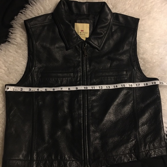 Quality Black Leather Zip-front Vest EUC sz L - Picture 7 of 8